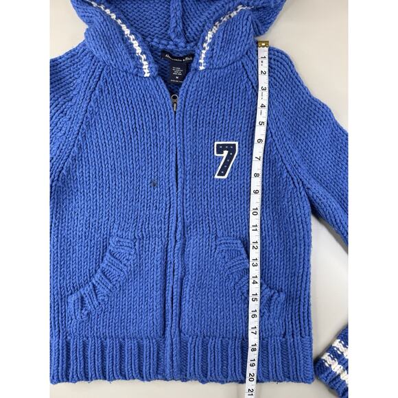 Vintage Abercrombie & Fitch Y2K Women’s Wool Blend Knit Zip Up Hoodie M Blue - Picture 6 of 11